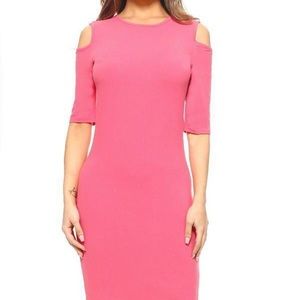 Cold Shoulder Body Dress 3/4 Length Sleeves | Knee-Length | Soft and Stretchy
